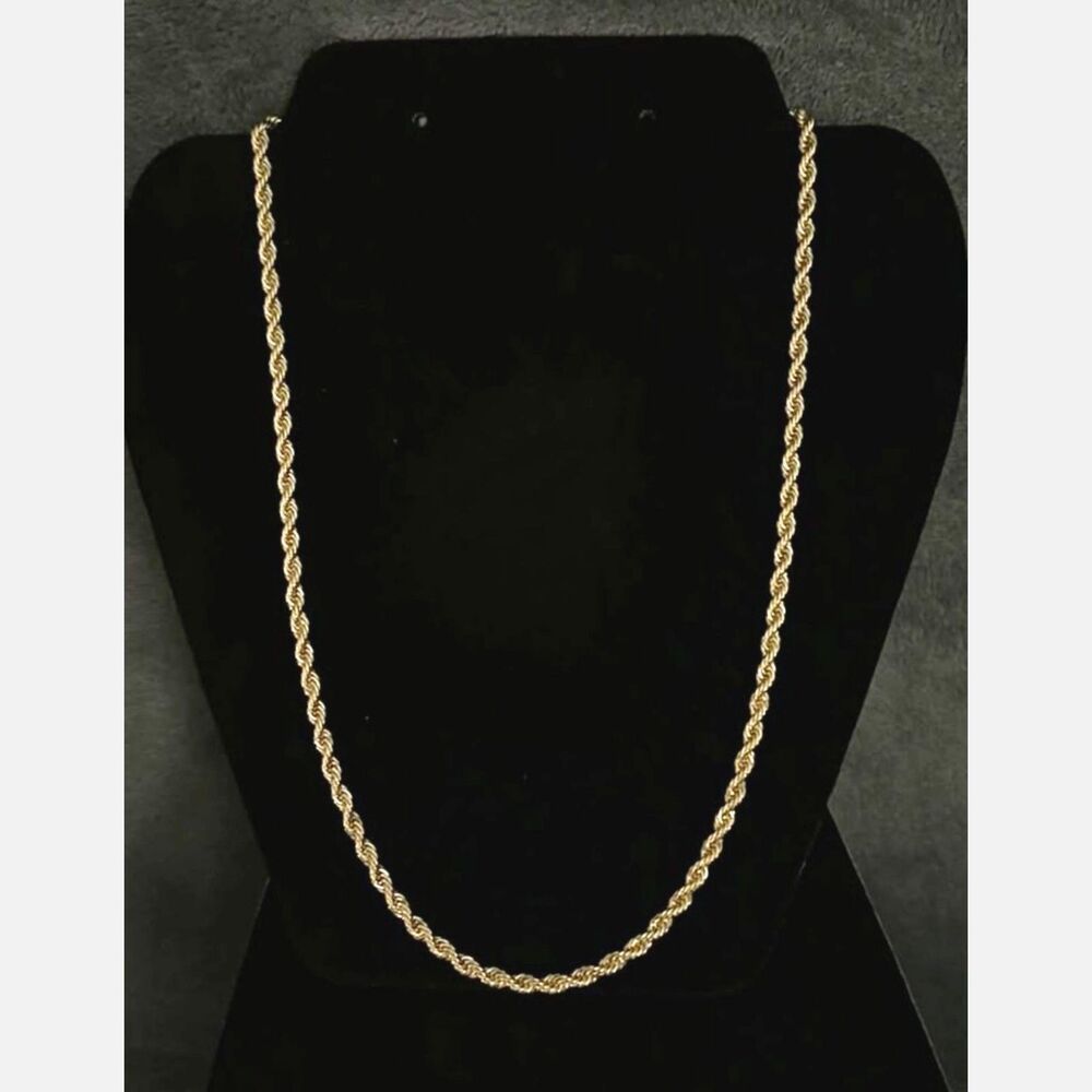 18K Gold Filled Thick Twist Rope Chain Necklace 4mm 22" Waterproof